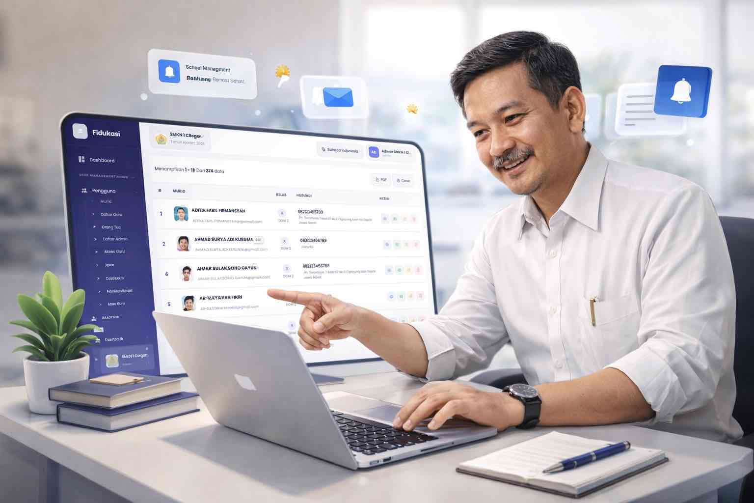 Dashboard Manajemen Sekolah Fidukasi — Kelola data siswa, guru, dan administrasi dalam satu platform