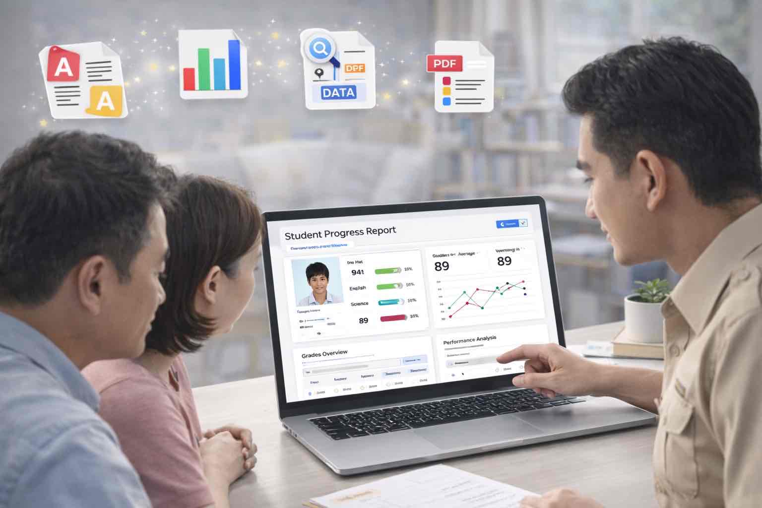 Laporan Belajar Fidukasi — Rapor digital, grafik progress, dan analitik performa siswa